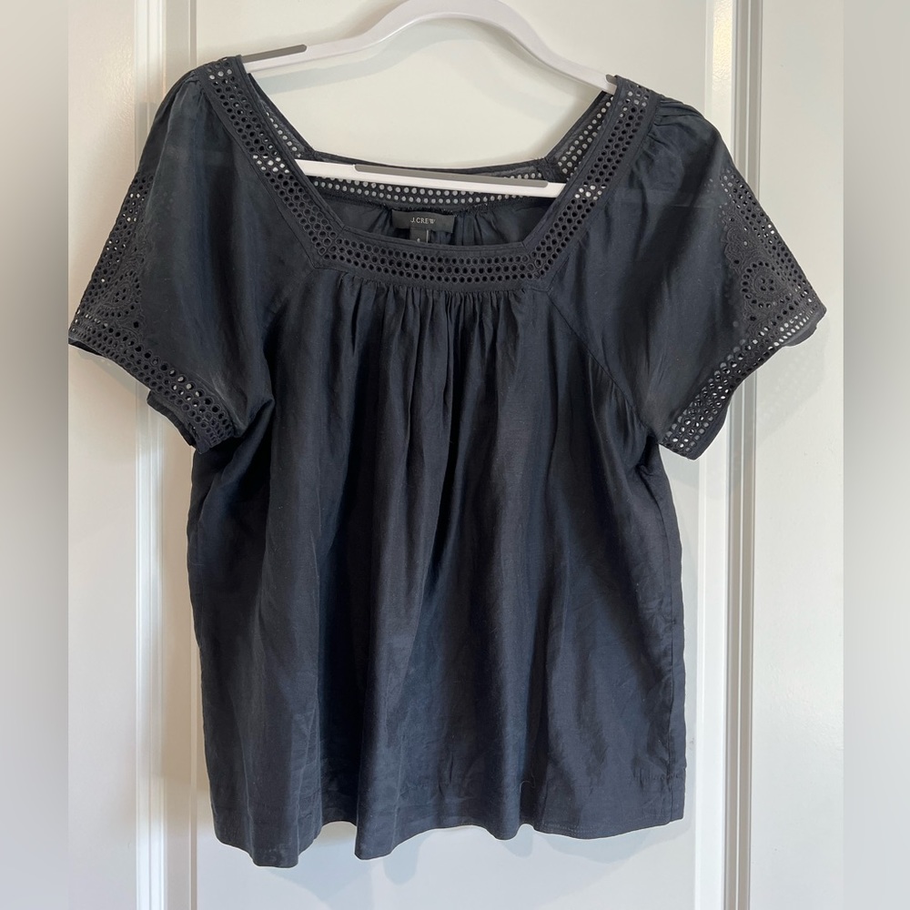 J Crew Cotton Silk Eyelet Top
